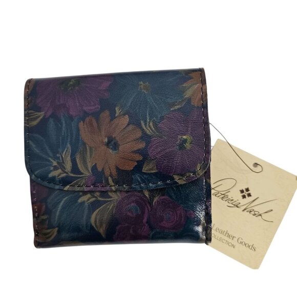 NEW PATRICIA NASH Astra Bifold Wallet PERUVIAN PAINTING FLORAL RFID Leather Coin - Picture 1 of 8